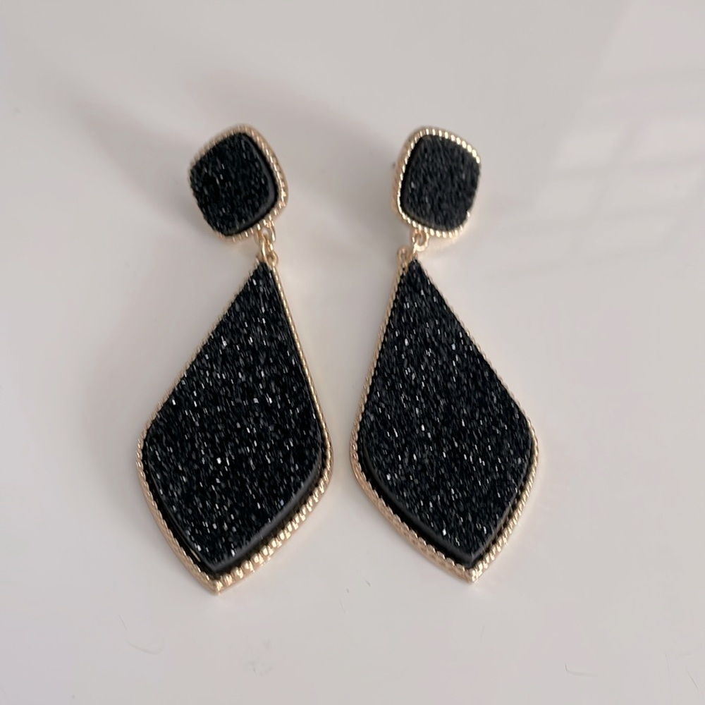 Black druzy earrings